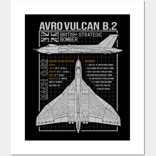 Vulcan Bomber Aircraft Plane Aeroplane Blueprint Posters and Art